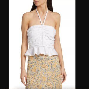 Veronica Beard Arienne White Peplum Top